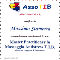 Attestato - Master Practitioner in Massaggio Antistress T.I.B.